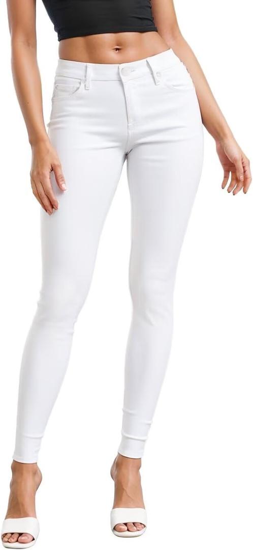 Hybrid & Company Womens Hyper Ultra Stretch Comfy Skinny Leg Work Casual Pants (Small, White)