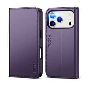 TUCCH Wallet Case for iPhone 17 Pro (6.3") 2025, 3 Credit Card Slot | RFID Blocking | Stand | PU Leather | Protective Flip Folio Cover | Shockproof TPU Interior Shell | Dark Purple