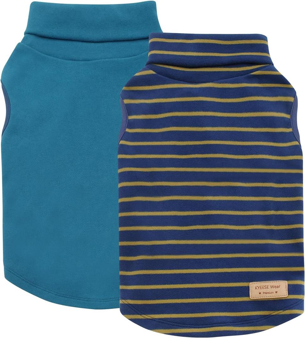 KYEESE 2Pack Sweater Pullover for Medium Dogs Male Warm Coats Stretchy Dachshund Clothes Soft Sweatshirt Turtleneck (X-Large (19-27lbs), 2# Stripe+Navyblue)