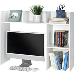 GlossyEnd Sturdy and Elegant Wood Dorm Desk Bookshelf Organizer, Office Desk Bookshelf Holder, Desktop Bookshelf Storage, Desk Book Organizer, Collage Dorm Desk Bookshelf, White