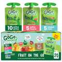 GoGo squeeZ Applesauce and Fruit Puree Variety Pack, Apple, Peach & Gimme Five!, 3.2 oz (Pack of 20), Unsweetened Fruit Snacks for Kids, Gluten Free, Nut Free and Dairy Free, BPA Free Pouches