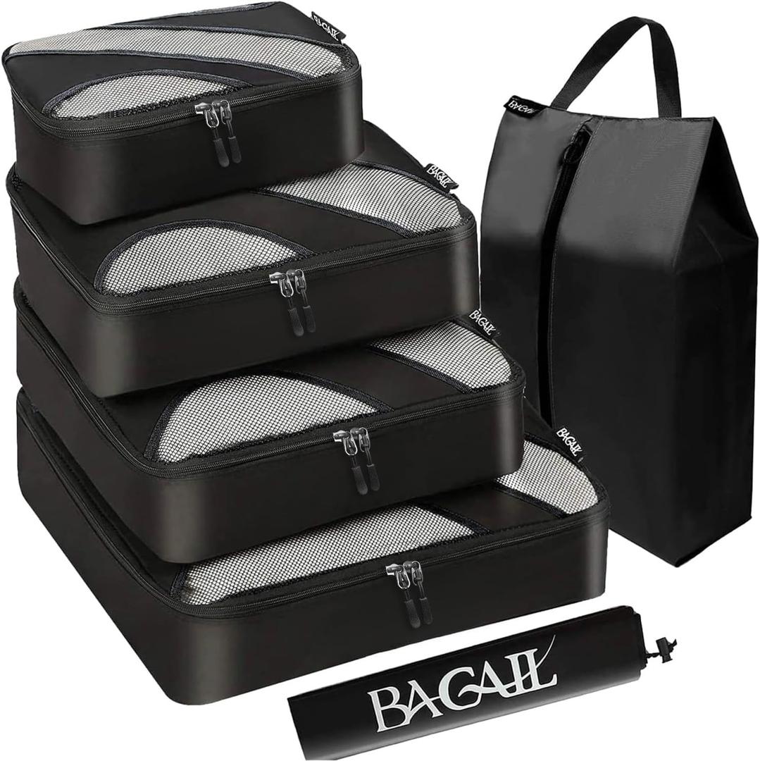 BAGAIL 6 Set Packing Cubes,Travel Luggage Packing Organizers (AllBLACK)