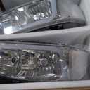 LED DRL Headlight, Headlights Replacement Compatible with 1999 2000 2001 2002 2003 2004 2005 2006 2007 GMC Sierra, Fit 1999-2006 GMC Yukon Headlamp Assembly Kit Chrome Housing Clear Reflector