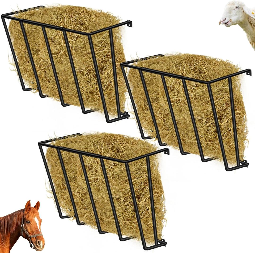 Zonon 3 Pcs Wall Hay Feeder Mount Detachable Goat Hay Rack 22 Gallon 23.62x22.76x11.81 Inch Multiple Sided Hay Holder Horses Heavy Duty Horse Feeding Supplies for Effortless Installation Horse Farm