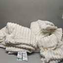 CozyLux Fluffy Full Size Comforter Sets - Super Soft Faux Fur Cream White Comforter Full Size, Winter Warm Fleece Bedding Set, 3 Pieces Plush Fuzzy Bed Set (1 Shaggy Comforter, 2 Pillowcases)