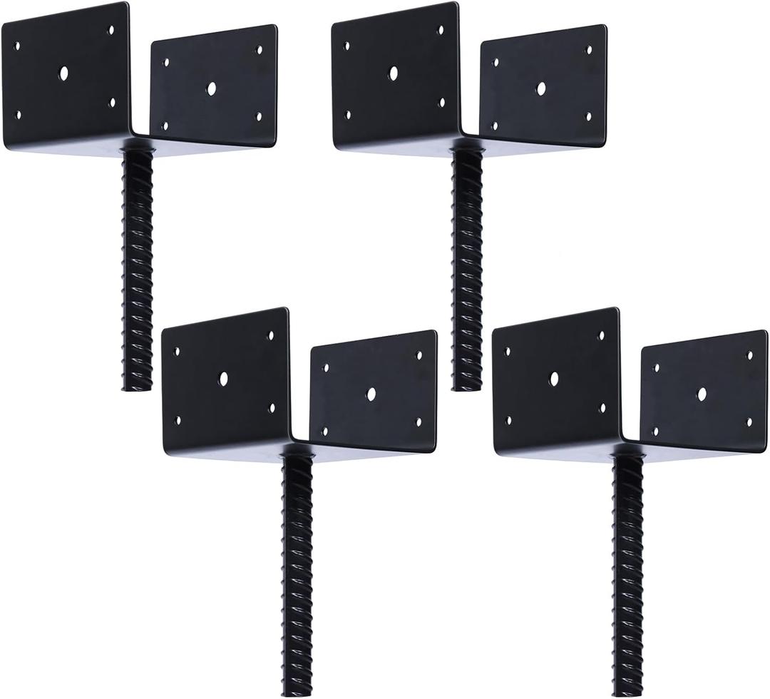 Concrete Fence Post Holder 6x6 inches 4 Pack, U Shape Fence Post Base Anchor Pergola Brackets