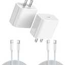 iPhone Charger Fast Charging 2 Pack 30W Type C Wall Charger Block with 2 Pack USB C Cable for iPhone 16/15/14/13 Pro Max/11/Xs Max/XR/X, AirPods Pro (White, 2 Pack)