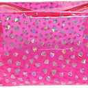 TotePrint Portable Waterproof Makeup Bag for Travel,Diamond solid color Makeup Bags with Zipper Pen Pouch (Pink)