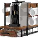 Evermagin K Cup Holder, 35 Pod Capacity, Coffee Pod Holder Compatible with Keurig, Coffee Station Organizer for Countertop with Cup Rack, Rustic Brown