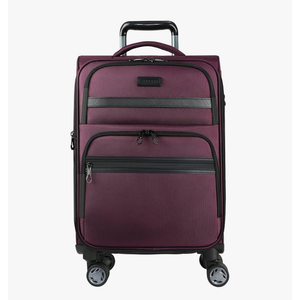 KROSER Softside Expandable Carry On Luggage with Spinner Wheels & Built-in TSA Lock, Durable Suitcase Rolling Luggage with USB Port, Carry-On 20-Inch, Burgundy