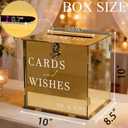 Acrylic Gold Card Box with Slot & Lock, Metallic Golden Classy Wedding Card Boxes for Reception, Large Money Gift Cards Box for Party Engagement Bridal Shower Luxury Wedding Table Decor