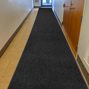 MaxMat Heavy Duty Industrial Mat - XL Size, Waterproof, Low-Profile, Commercial Entry Door Mat (3 x 16 Feet, Black, MXM-RIB0316BR)