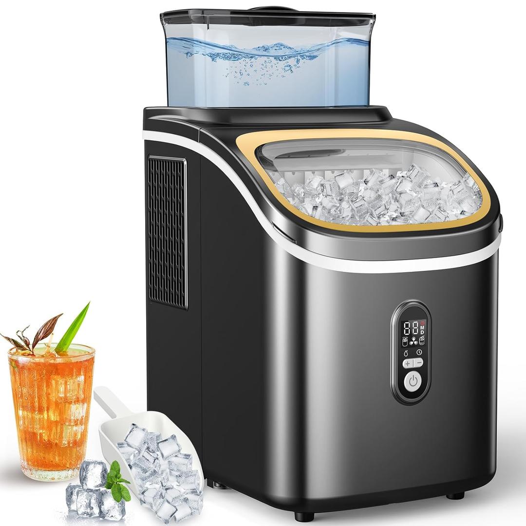 COWSAR Countertop Ice Cube Maker, 30LBS/24H Portable Ice Machine with Top External Water Tank, Self-Cleaning Function, 16 Pcs Ice Cube/13 Mins, Ice Scoop and Basket Perfect for Home, Office, Black