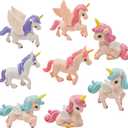 8Pcs Mini Flying Horse Unicorn Figurine Miniature Resin Unicorns Cake Toppers Fairy Garden Accessories for DIY Moss Landscape Dollhouse Birthday Party Decorations