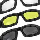 2 x LuckyStone 3 Pair UV Protection Motorcycle Riding Glasses Padding Goggles Bicycle Sunglasses - Smoke Clear Yellow