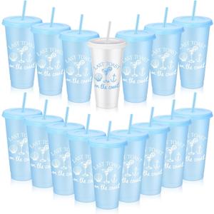 Qinyoung 16 Pcs Last Toast on The Coast Bachelorette Cups 24 oz Last Toast on The Coast Party Cups Bachelorette Plastic Tumblers with Lids and Straws for Bride Bridesmaid Party Supplies Favors Gifts