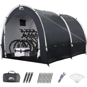 Happy Travel Bike Storage Tent Shed, Outdoor Waterproof Bicycle Covers Shelter with Window for 2-8 Bikes,Oversized Outside Portable Sheds for Lawn Mower,Garden Tools, Arch-8x7x5.6ft