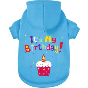 GreenJoy Dog Sweater Dog Hoodie Cold Weather Coat Hooded Sweatshirt for Puppies,Cats, Small Medium Large Dogs (Blue(It's My Birthday), XX-Large)