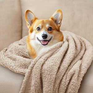 1 Pack Calming Blanket Fluffy Premium Fleece Pet Blanket Soft Sherpa Throw for Dog Puppy Cat Beige Large (41" x31'')