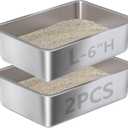Stainless Steel Litter Box 2Pcs -Metal Litter Box for Big Cats Large Cat Litter Box Easy to Clean, Cat LitterBox Pet Toilet-High Sided for Kitten,Kitty,Rabbits,Non Stick, No Smell, 
Size	Large