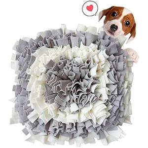MyfatBOSS Snuffle Mat, Feeding Mat Blanket Dog Training Mats Feeding Mat Pet Activity Mat, Interactive Dog Toys Encourages Natural Foraging Skills, Perfect for Any Breed (17.7"X17.7")(Grey-White)