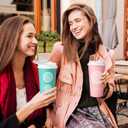 JollyPack 20 oz 100 Pack Paper Coffee Cups with Lids and Stirrers in Pink and Green. Great for Coffee, Juice, Tea, Home Use, Store and Cafe