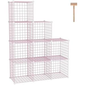 C&AHOME Wire Cube Storage, 9 - Cube Organizer Metal C Grids, Modular Shelves Units, Closet Organizer, Ideal for Home, Office, Living Room, 36.6”L x 12.4”W x 48.4”H, Pink UWCS3009P
