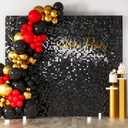 COKAOBE Black Shimmer Wall Backdrop, 36PCS Square Sequin Shimmer Backdrop Panel, Photo Backdrops for Birthday, Anniversary, Wedding, Graduation & Bachelorette Party Decoration
