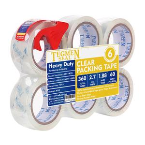 Heavy Duty Clear Packing Tape with Dispenser Combo for Shipping, Moving & Storage,Thicker Clear Packing Tape, 1.88 inches Wide, 60 Yards Per Roll, 6 Pack 360 Total Yards