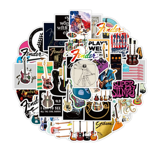 Love Guitar Stickers Fender Electric Guitar Stickers 50 Pcs Water Bottle Waterproof Cool Aesthetic Vinyl Laptop Luggage Skateboard Computer Stickers for Teens Boys Adult(Guitar)