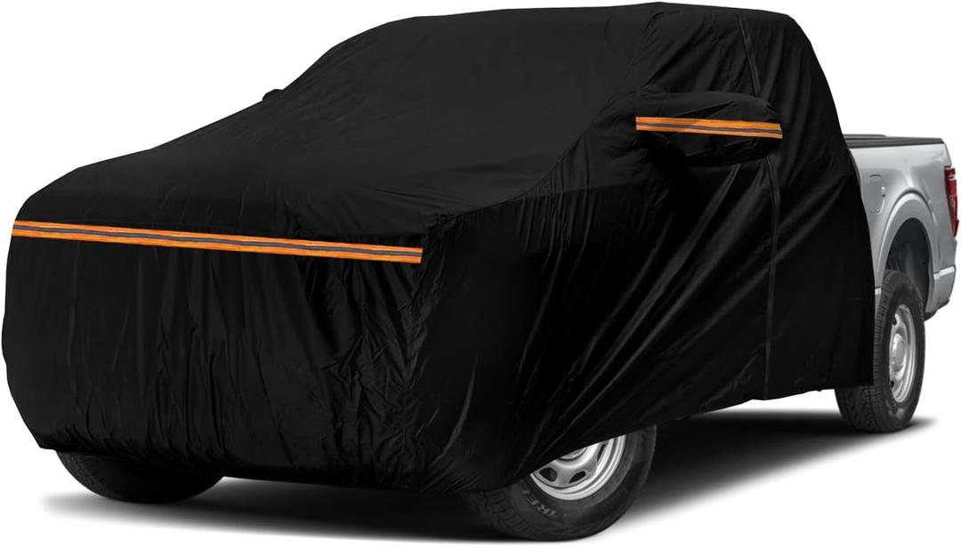 Waterproof Truck Cab Cover Replace for Ford F-Series, Chevy Silverado, Dodge Ram, GMC Sierra Extended Cab, 6 Layers All Weather Car Cover with Zipper Door for Sun Snow Rain Dust Protection