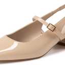 Athlefit Women's Closed Square Toe Mary Jane Heels Low Chunky Heel Slingback Dress Pumps Shoes for Work Wedding Party 9.5