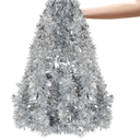 CCINEE Christmas Tinsel Garland, 50 Feet Dark Green and White Metallic Twist Tinsel Frosted Garland for Xmas Tree Home Mantle Stair Fireplace Holiday Party Indoor Outdoor Christmas Decoration