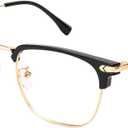Blue Light Blocking Glasses for Women/Men Anti-Fatigue Computer Monitor Gaming Glasses Prevent Headaches Glasses, Arrow Browline Black/Gold