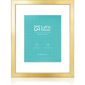 LaVie Home 16x20 Picture Frame Gold Poster Frame,Display Pictures 11x14 with Mat or 16x20 Without Mat, Stable and Sturdy Frame and Polished Plexiglass, Horizontal and Vertical Format of The Walls