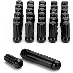 9/16-18 Lug Nuts for 1994-2011 Dodge Ram 2500 3500, 2002-2010 Ram 1500, 1988-1998 Ford F250 F350, 2004-2009 Durango, 32PCS 7 Spline Wheel Lug Nuts 9/16x18 Black with Socket Key for Aftermarket Wheels