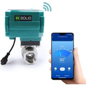U.S. Solid 3/4" Smart Motorized Ball Valve - Remote App Mobile Control Stainless Steel Electrical Ball Valve with Manual Switch, 5V DC USB Connection