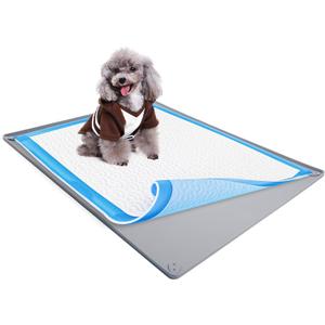 TidyFriend Dog Pee Pad Holder Tray Fits for 28 x 34 Pee Pads with Corner Lock Holes, Raised Edges, Non-Spill, Easy to Clean Silicone Dog Potty Tray Holder, for Indoor Floor Protection (Light Grey)