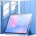 INFILAND for Galaxy Tab S10 FE Plus Case (2025) 13.1 Inch Slim Tri-fold Clear Protective Case Cover with S Pen Holder for Samsung Galaxy Tablet S10 FE+ (Blue)