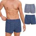 Incontinence Underwear for Men Washable - Reusable Boxer Briefs with Front Fly, Front & Rear Leak Proof, 120ml Absorbency (2 Pack, Plaid Blue White+Blue Green, Large)