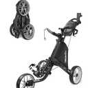 Caddytek CaddyLite EZ V8 Golf Push Cart - Lightweight 3 Wheel Foldable Cart with One-Click 2-Step Folding, EVA Wheels, Adjustable Handle, Cooler Basket, Umbrella & Drink Holder, Compact Golf Cart