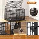 aboxoo 48/42 inch XL Dog Crate for Large Dog/Double Medium Dogs,Heavy Duty Metal Dog Cages,All Metal Open Top,Dog Kennel Indoor with Wheels,Floor Grid, Tray, Divider and Feeding Bowl