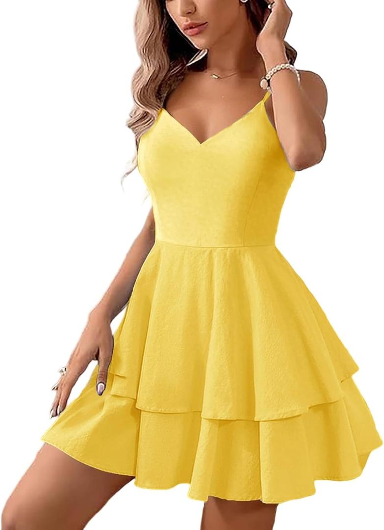 Women's Sexy Backless Halter Dress, Featuring Adjustable Bows V-Neck Mini Dres for Party,Homecoming Dresses, Small
