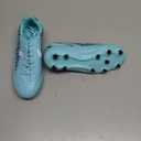 Women's Soccer Cleats for Men Outdoor Rugby Football Shoes Lightweight Withe Lace Sneakers, Size: 7 Women/6 Men (Aqua Blue/White)