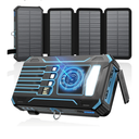 Solar Charger Power Bank - 48000mAh Wireless Portable Charger Built-in 4 Cables and 4 Solar Panels, PD QC 3.0 Fast Charging USB C Battery Pack with Flashlight for Camping Travel (Blue)