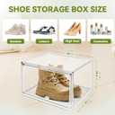 8 Pack Shoe Storage Organizer for Closet, Size 12.5 Sneaker Display Case Clear Stackable Plastic Shoe Boxes with Magnetic Acrylic Door, Fit up to US Size 12.5