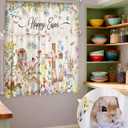 Breling 3 Pcs Easter Bunny Eggs Kitchen Curtains Valances and Tiers Set for Windows Spring Easter Rabbit Egg Flowers Decor Short Curtain Set for Bedroom Window Treatment Decor Party Favor Supplies