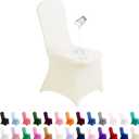 SuperO Waterproof Spandex Chair Cover 25PCS, Stretch Dining Chair Covers, Polyester Outdoor Chair Covers, Protector Stretch Chair Cover for Party Universal, Banquet, Wedding Event, Hotel(Ivory)