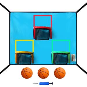 Trampoline Basketball Hoop with 3 Hoops and 3 Balls, Lightweight Basketball Hoop for Trampoline, Easy to Install with Universal Attachment