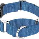 Mikivery Martingale Collar for Dogs Nylon Dog Collar with Quick Release Buckle Adjustable Training No Slip Dog Collars(Large, Haze Blue)